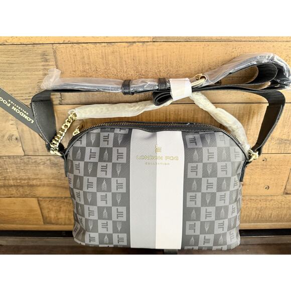 London Fog Handbags - London Fog Crossbody Bag Women's Ingred Dome Purse Gold Chain New Handbag